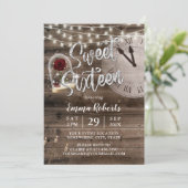 Sweet 16 Rustic Fairytale Barn Wood Birthday Party Kaart (Staand voorkant)