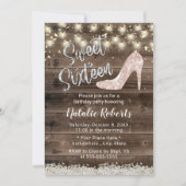 Sweet 16 Rustic Floral Barn Wood Modern Birthday Kaart (Voorkant)