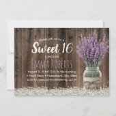 Sweet 16 Rustic Lavender Floral Jar Elegant Wood Kaart (Voorkant)