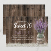 Sweet 16 Rustic Lavender Floral Jar Elegant Wood Kaart (Voorkant / Achterkant)