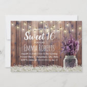 Sweet 16 Rustic Lavender Floral Jar String Lights Kaart (Voorkant)