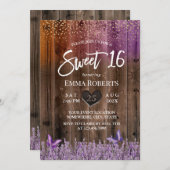 Sweet 16 Rustic Paars Lavender Flower Barn Wood Kaart (Voorkant / Achterkant)