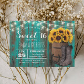 Sweet 16 Rustic Sunflower Blauwgroen Western Cowgi Kaart
