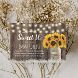 Sweet 16 Rustic Sunflower Floral Jar Barn Wood Kaart<br><div class="desc">Rustic Sunflower Floral Jar Barn Wood & String Lights Sweet 16 uitnodigingen.</div>