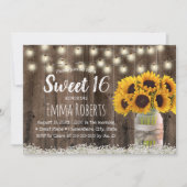 Sweet 16 Rustic Sunflower Floral Jar Barn Wood Kaart (Voorkant)