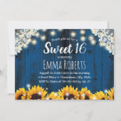 Sweet 16 Rustic Sunflower Lace String Lights marin Kaart (Voorkant)