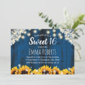 Sweet 16 Rustic Sunflower Lace String Lights marin Kaart (Staand voorkant)