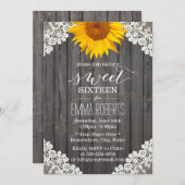 Sweet 16 Rustic Sunflower Laced Barn Wood Kaart (Voorkant / Achterkant)