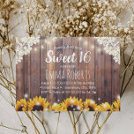 Sweet 16 Rustic Sunflower & String Lights Kaart<br><div class="desc">Rustic Sunflower & String Lights Sweet 16 Uitnodigingen.</div>