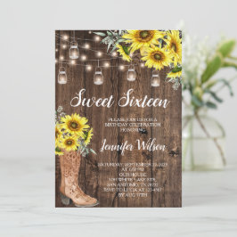 Sweet 16 Rustic Sunflower String Lights Kaart