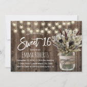 Sweet 16 Rustic Winter Floral Jar Barn Birthday Kaart (Voorkant)