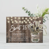 Sweet 16 Rustic Winter Floral Jar Barn Birthday Kaart (Staand voorkant)