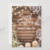 Sweet 16 rustieke houten string verlichting modern kaart (Voorkant)