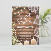 Sweet 16 rustieke houten string verlichting modern kaart (Staand voorkant)