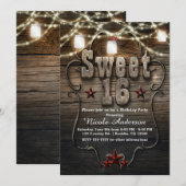 SWEET 16 Rustieke Mason Jars Lights Verjaardagsfee Kaart (Voorkant / Achterkant)