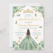 Sweet 16 Sage Green Princess Brunette Girl Kaart (Voorkant)