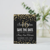 Sweet 16 "Save Date" Gold Glitter Confetti Black Save The Date (Staand voorkant)