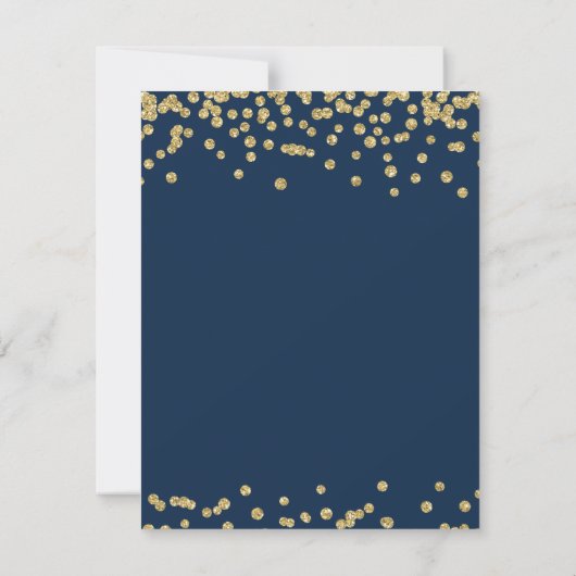 Sweet 16 "Save Date" Gold Glitter Confetti Navy Save The Date (Achterkant)