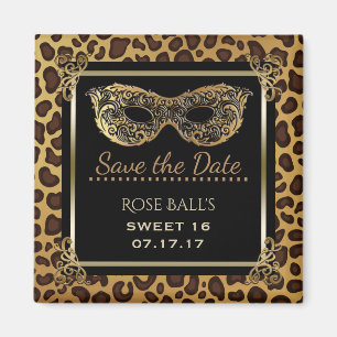Sweet 16 Save the Date 16th Birthday Ball Luipaard Magneet