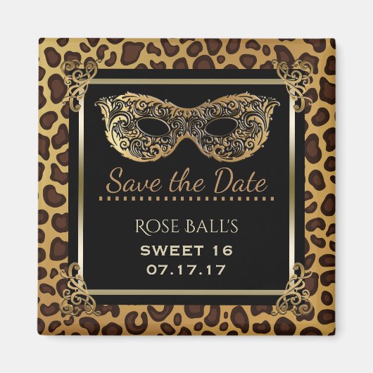 Sweet 16 Save the Date 16th Birthday Ball Luipaard Magneet (Voorkant)