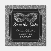 Sweet 16 Save the Date 16th Birthday Glam Zilver Magneet (Voorkant)