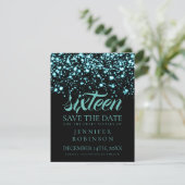 Sweet 16 "Save the Date" Blauwgroen Midnight Glam Save The Date (Staand voorkant)