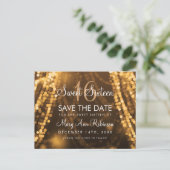 Sweet 16 "Save The Date" Gold String Lights Aankondigingskaart (Staand voorkant)