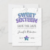 Sweet 16 Save the Date Mermaid Balloons Glitter (Voorkant)