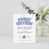 Sweet 16 Save the Date Mermaid Balloons Glitter (Staand voorkant)