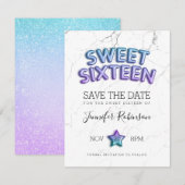 Sweet 16 Save the Date Mermaid Balloons Glitter (Voorkant / Achterkant)