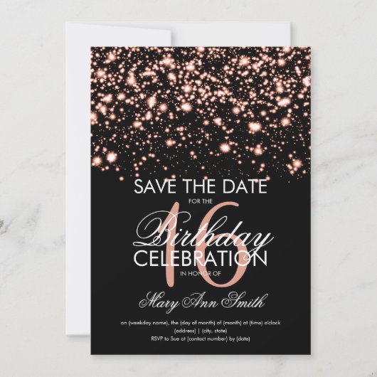 Sweet 16 "Save The Date" Roos Goud Kaart (Voorkant)