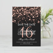 Sweet 16 "Save The Date" Roos Goud Kaart (Staand voorkant)