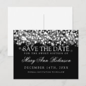 Sweet 16 Save The Date Shimmering Silver Lights Aankondigingskaart (Voorkant / Achterkant)