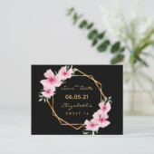 Sweet 16 Save the Date zwart gouden bloemen Briefkaart (Staand voorkant)