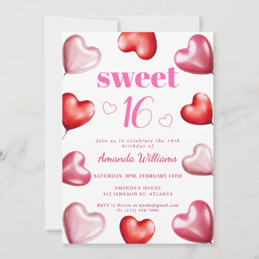 Sweet 16 Schattige roze chique meisjesverjaardagsf Kaart (Voorkant)