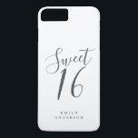 Sweet 16 Script Black White 16th Birthday iPhone 8/7 Plus Hoesje<br><div class="desc">Sweet 61 het geval van de verjaardagstelefoon met chic van-zwart manuscript op een witte achtergrond. Viel je 16e verjaardag in stijl met dit zwarte en witte trendy design en voeg gewoon jouw naam toe. Exclusief voor u ontworpen door Happy Dolphin Studio. Neem contact met ons op via happydolphinstudio@outlook.com als je...</div>