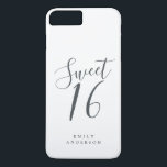 Sweet 16 Script Black White 16th Birthday iPhone 8/7 Plus Hoesje<br><div class="desc">Sweet 61 het geval van de verjaardagstelefoon met chic van-zwart manuscript op een witte achtergrond. Viel je 16e verjaardag in stijl met dit zwarte en witte trendy design en voeg gewoon jouw naam toe. Exclusief voor u ontworpen door Happy Dolphin Studio. Neem contact met ons op via happydolphinstudio@outlook.com als je...</div>