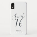 Sweet 16 Script Black White 16th Birthday Case-Mate iPhone Case<br><div class="desc">Sweet 61 het geval van de verjaardagstelefoon met chic van-zwart manuscript op een witte achtergrond. Viel je 16e verjaardag in stijl met dit zwarte en witte trendy design en voeg gewoon jouw naam toe. Exclusief voor u ontworpen door Happy Dolphin Studio. Neem contact met ons op via happydolphinstudio@outlook.com als je...</div>