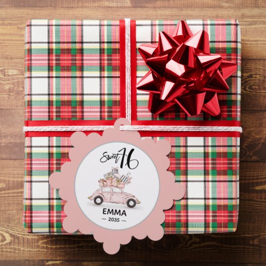 Sweet 16 Script Car Photo Snowflake Ornament Kaart (Insitu (Geschenk))