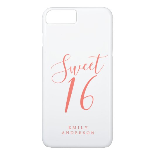 Sweet 16 Script Coral White 16th Birthday Case-Mate iPhone Case (Achterkant)