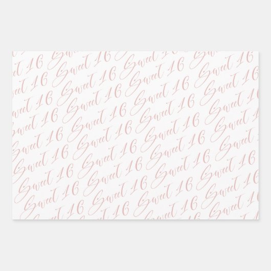 Sweet 16 Script Elegant Goud Glitter Pioen Bloemen Inpakpapier Vel (Voorkant 2)
