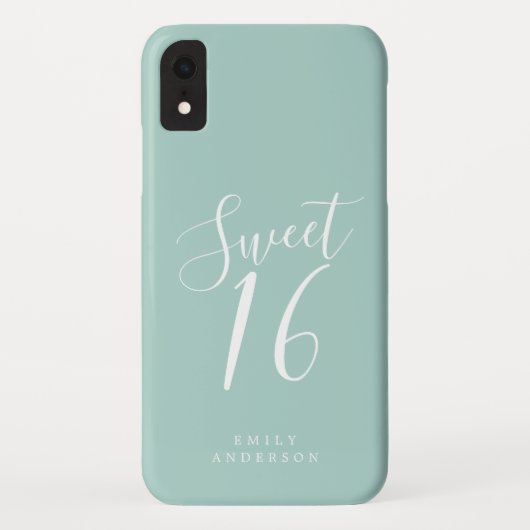 Sweet 16 Script Hemelblauw 16e Verjaardag Case-Mate iPhone Case (Achterkant)