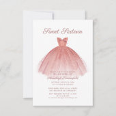 Sweet 16 Script Moderne jurk Verjaardag Kaart (Voorkant)