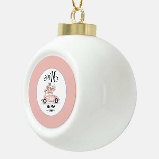 Sweet 16 Script Photo Car Pink Ornament (Rechts)