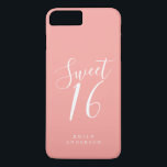Sweet 16 Script roze 16th Birthday iPhone 8/7 Plus Hoesje<br><div class="desc">Sweet 61 het geval van de verjaardagstelefoon met chic wit manuscript op een roze achtergrond. Viel je 16e verjaardag in stijl met dit roze en witte trendy ontwerp en voeg gewoon jouw naam toe. Exclusief voor u ontworpen door Happy Dolphin Studio. Neem contact met ons op via happydolphinstudio@outlook.com als je...</div>