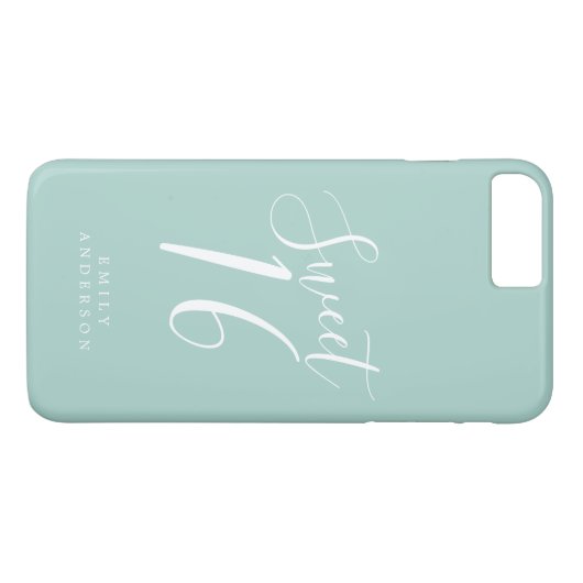 Sweet 16 Script Sky Blue 16th Birthday Case-Mate iPhone Case (Achterkant (Horizontaal))