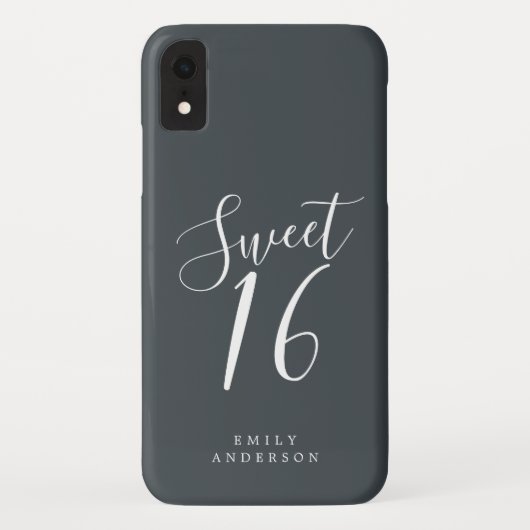Sweet 16 Script Zwart Wit 16e Verjaardag Case-Mate iPhone Case (Achterkant)