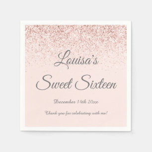 Sweet 16 Servet Blush Roze & Roos Gold Party decor
