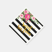 Sweet 16 servet - zwart/witte strepen (Hoek)