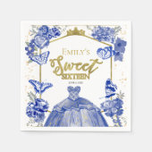 Sweet 16 servetten vlinder koningsblauw jurkje blo (Voorkant)